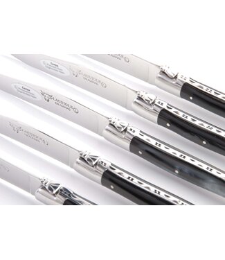 Laguiole en Aubrac 6 steakmessen corne presée - glanzend