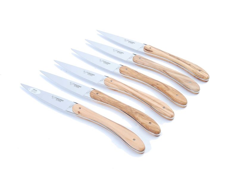 Laguiole en Aubrac 6 steakmessen ecir - olijfhout