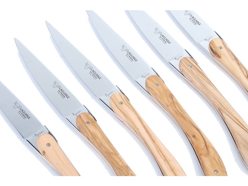 Laguiole en Aubrac 6 steakmessen ecir - olijfhout