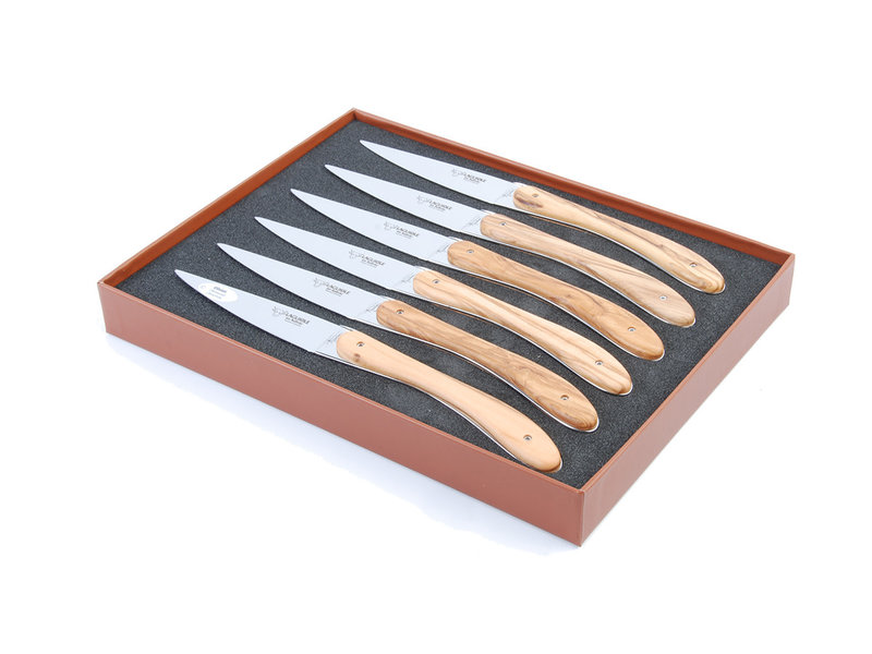 Laguiole en Aubrac 6 steakmessen ecir - olijfhout