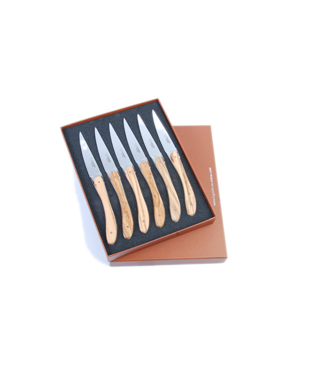 Laguiole en Aubrac 6 steakmessen ecir - olijfhout