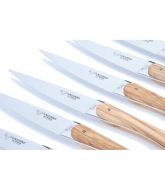 Laguiole en Aubrac 6 steakmessen ecir - olijfhout