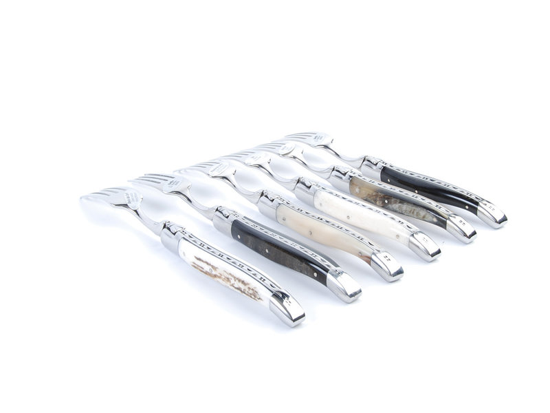 Laguiole en Aubrac 6 vorken hoorn variaties - glanzend