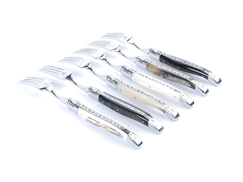 Laguiole en Aubrac 6 vorken hoorn variaties - glanzend