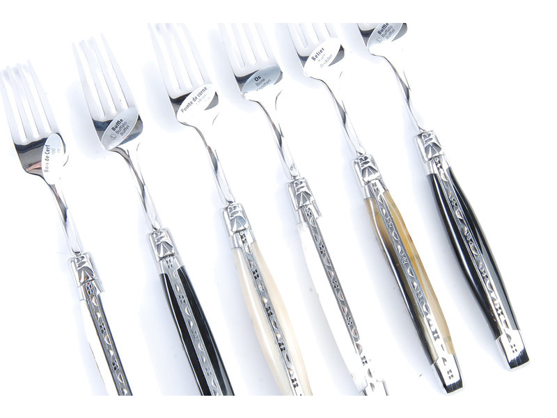 Laguiole en Aubrac 6 vorken hoorn variaties - glanzend