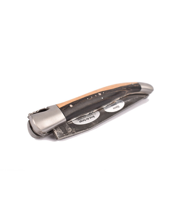 Laguiole en Aubrac 12cm ebbenhout 'Royal' - double platines - brut de forge