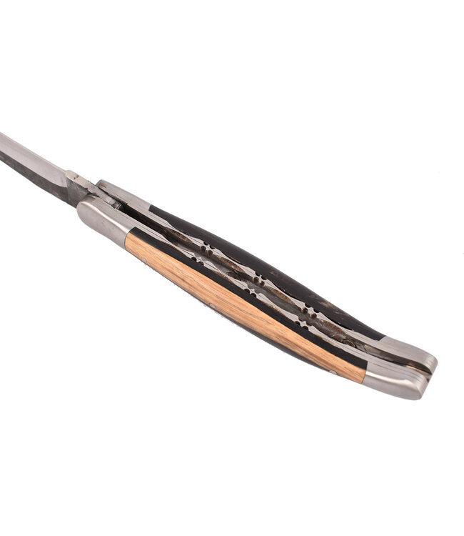 Laguiole en Aubrac 12cm ebbenhout 'Royal' - double platines - brut de forge