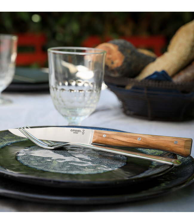 Opinel Facette 4 steakmessen - olijfhout