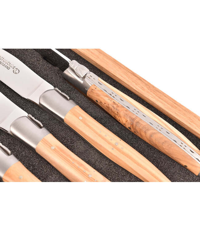 Laguiole en Aubrac 6 steakmessen olijfhout - mat