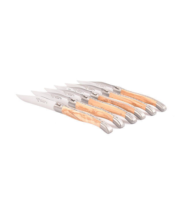 Laguiole en Aubrac 6 steakmessen olijfhout - mat