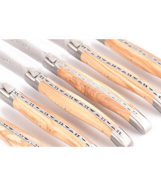 Laguiole en Aubrac 6 steakmessen olijfhout