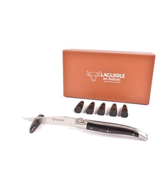 Laguiole en Aubrac steuntjes in zwarte hoorn voor steakmessen