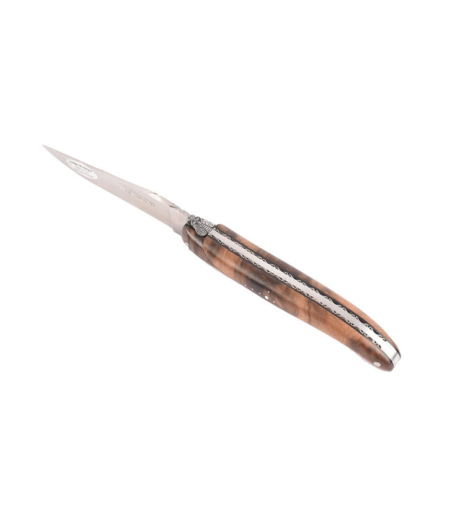 Laguiole en Aubrac 12 cm wortelhout van walnoot - 'frelon' bij - plein manche - mat
