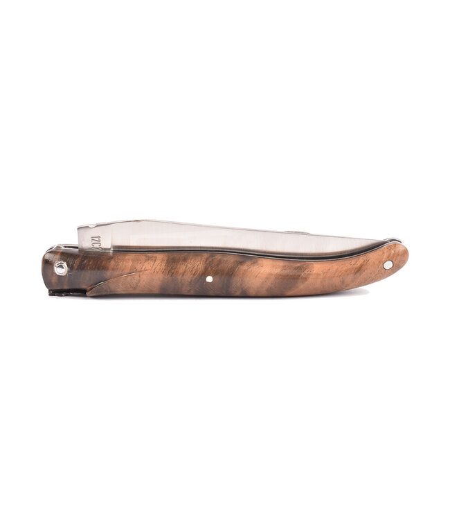 Laguiole en Aubrac 12 cm wortelhout van walnoot - 'frelon' bij - plein manche - mat