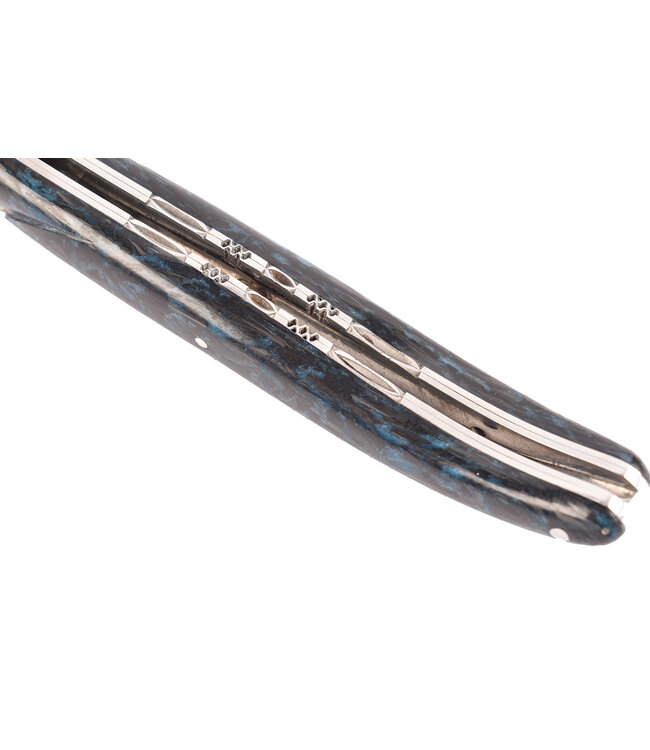 Laguiole en Aubrac 12cm blauw carbone - double platines - plein manche