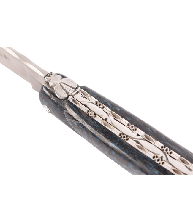 Laguiole en Aubrac 12cm blauw carbone - double platines - plein manche