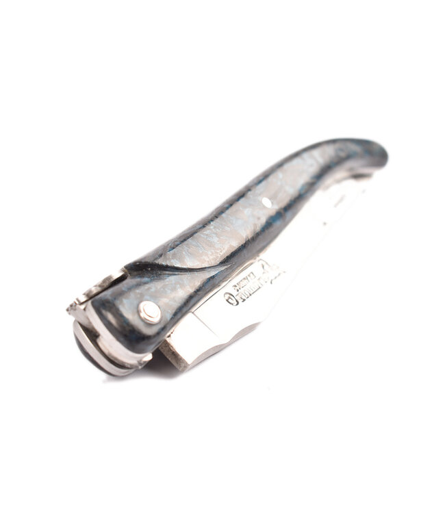 Laguiole en Aubrac 12cm blauw carbone - double platines - plein manche