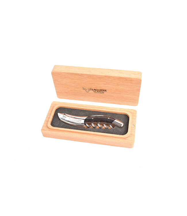 Laguiole en Aubrac kurkentrekker met heft in ebbenhout - glanzend