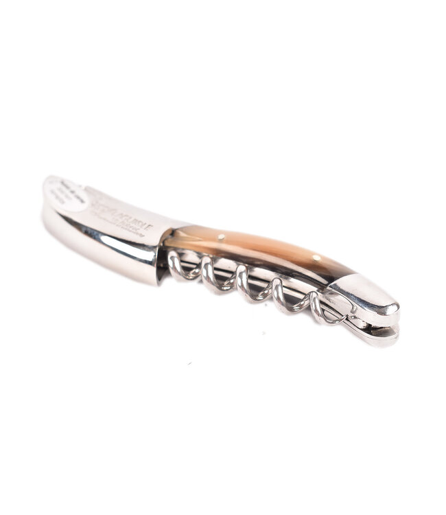 Laguiole en Aubrac kurkentrekker met heft in punthoorn - glanzend