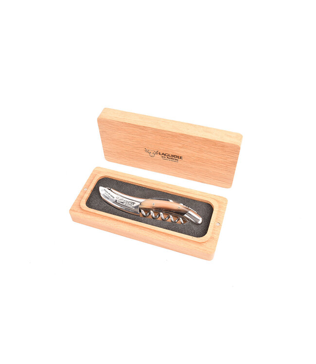 Laguiole en Aubrac kurkentrekker met heft in punthoorn - glanzend