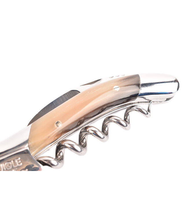 Laguiole en Aubrac kurkentrekker met heft in punthoorn - glanzend