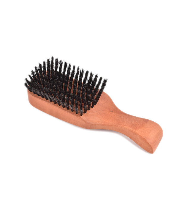 Keller haarborstel voor heren met kort handvat in perelaar en zwijnenhaar