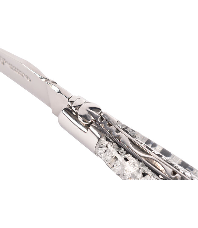 Laguiole en Aubrac 12cm acryl met zilver schilfers - glanzend