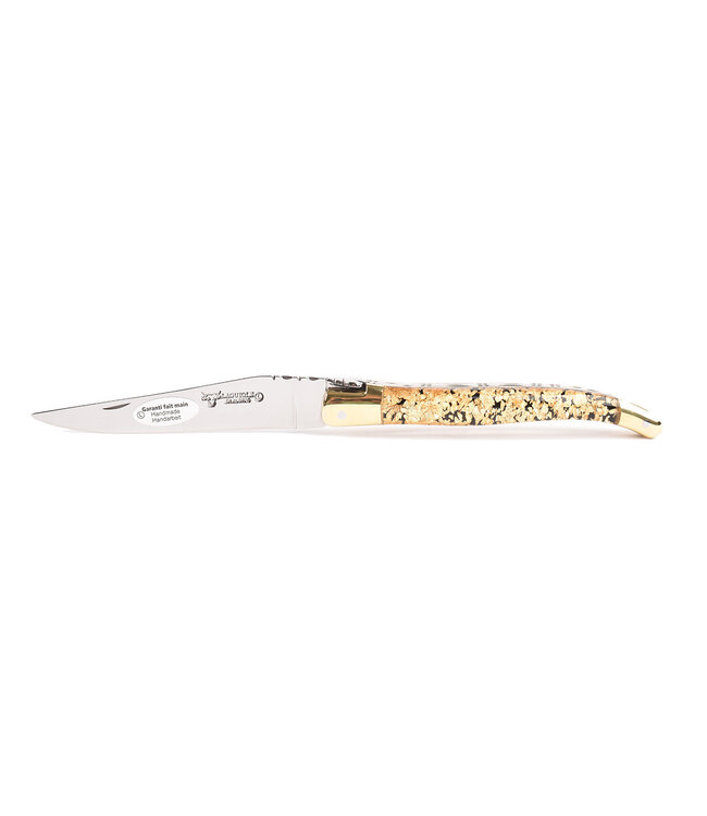 Laguiole en Aubrac 12cm acryl met goud schilfers - messing