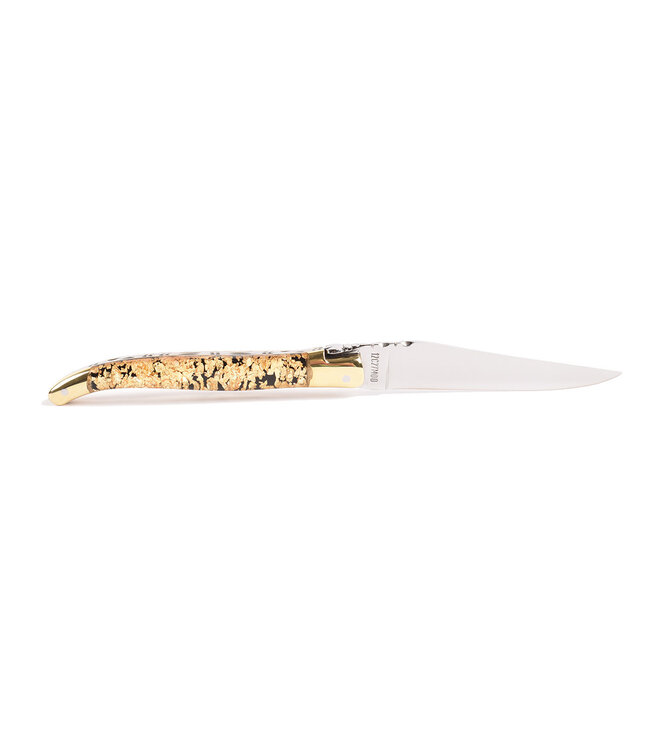 Laguiole en Aubrac 12cm acryl met goud schilfers - messing