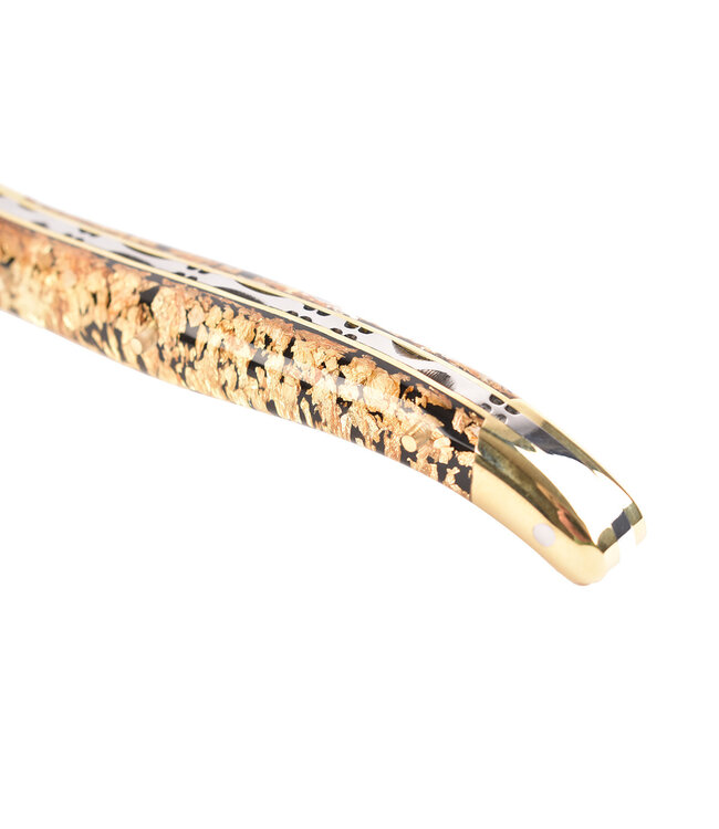 Laguiole en Aubrac 12cm acryl met goud schilfers - messing