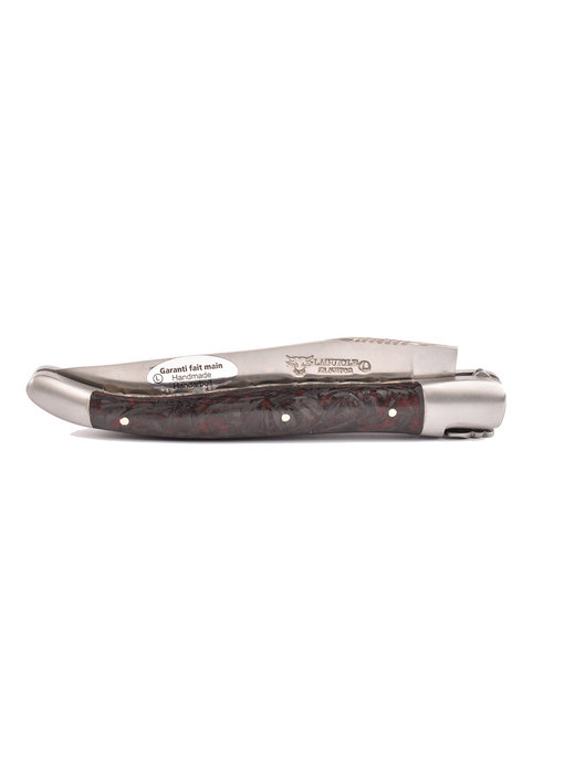 Laguiole en Aubrac 12cm rood carbone - double platines - matte eindstukken