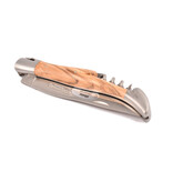 Laguiole en Aubrac 12cm olijfhout met kurkentrekker