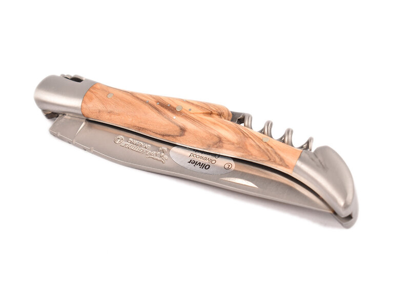 Laguiole en Aubrac 12cm olijfhout met kurkentrekker