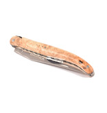 Laguiole en Aubrac 12 cm loupe de peuplier - plein manche - mat