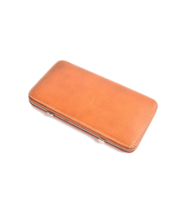 7-delig etui met nageltang  en 2 scharen - camel alpina leder (hardcase)