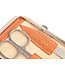 7-delig etui met nageltang  en 2 scharen - camel alpina leder (hardcase)