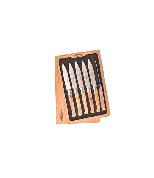 Sauveterre 6 steakmessen met heft in olijfhout
