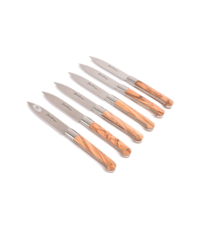 Sauveterre 6 steakmessen met heft in olijfhout