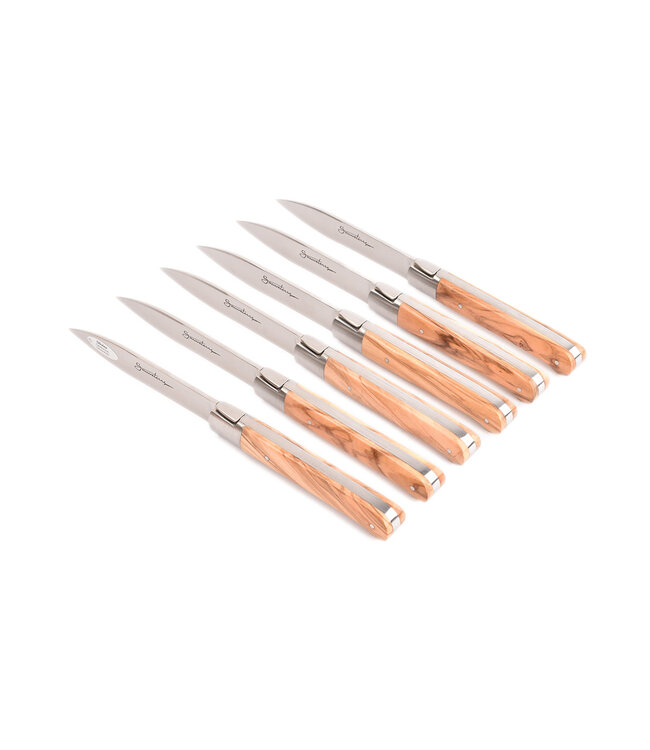 Sauveterre 6 steakmessen met heft in olijfhout