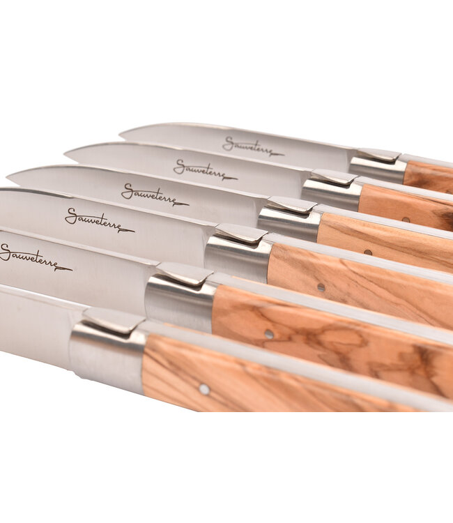 Sauveterre 6 steakmessen met heft in olijfhout