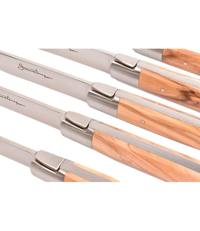 Sauveterre 6 steakmessen met heft in olijfhout