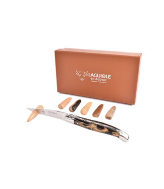 Laguiole en Aubrac steuntjes in blonde punthoorn voor steakmessen