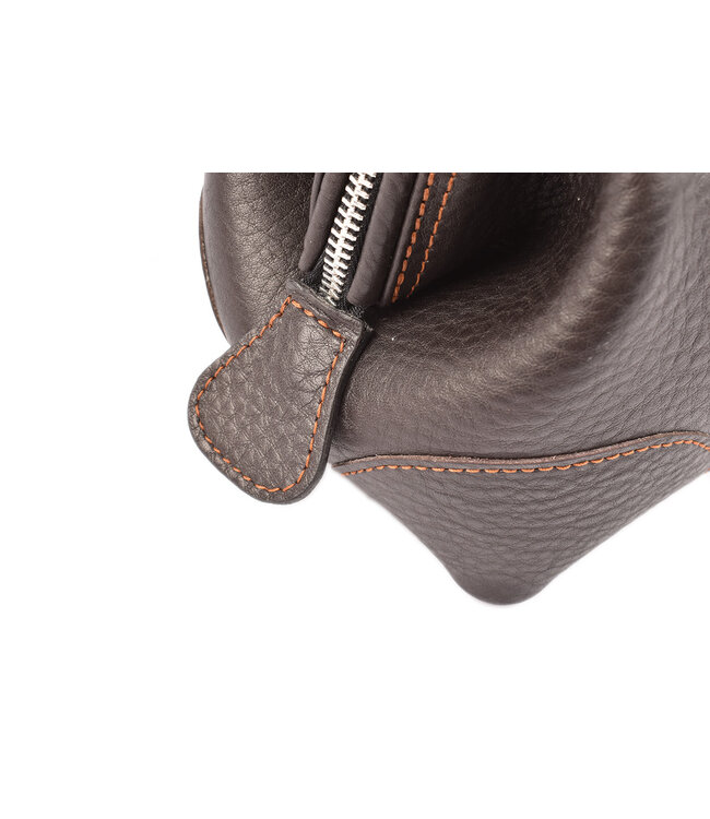 F.Hammann toilettas  kalfsleder bruin XL