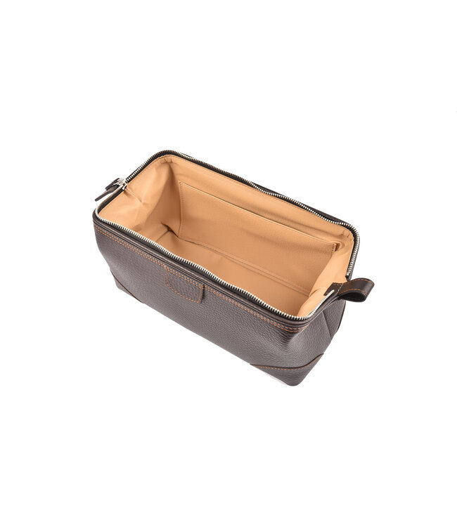 F.Hammann toilettas  kalfsleder bruin XL