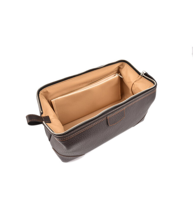 F.Hammann toilettas  kalfsleder bruin XL