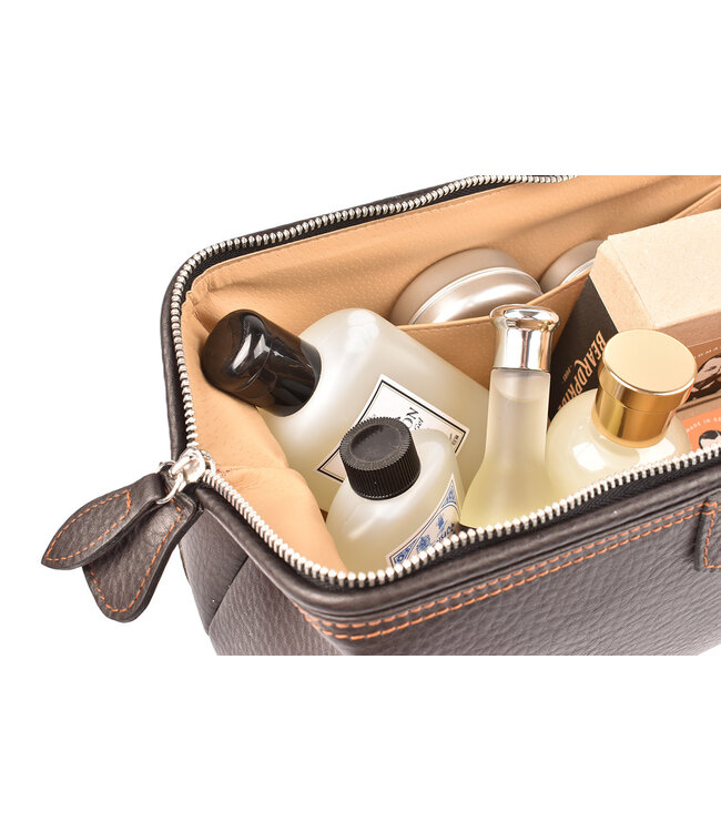 F.Hammann toilettas  kalfsleder bruin XL