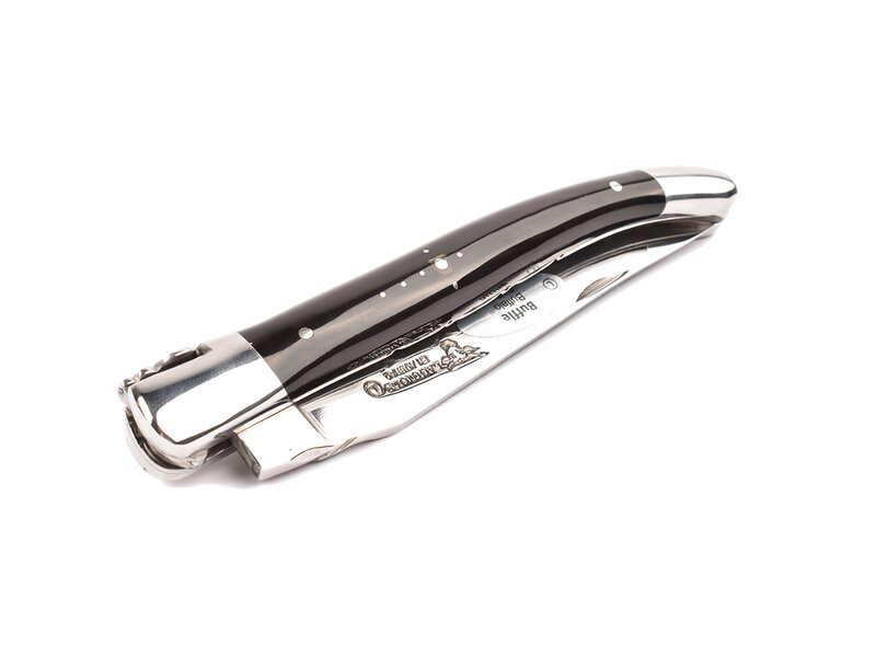 Laguiole en Aubrac 12cm buffel - platines guillochées - glanzend