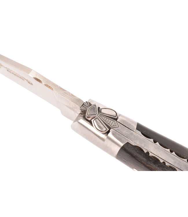 Laguiole en Aubrac 12cm ebben - guêpe - platines guillochées - mat