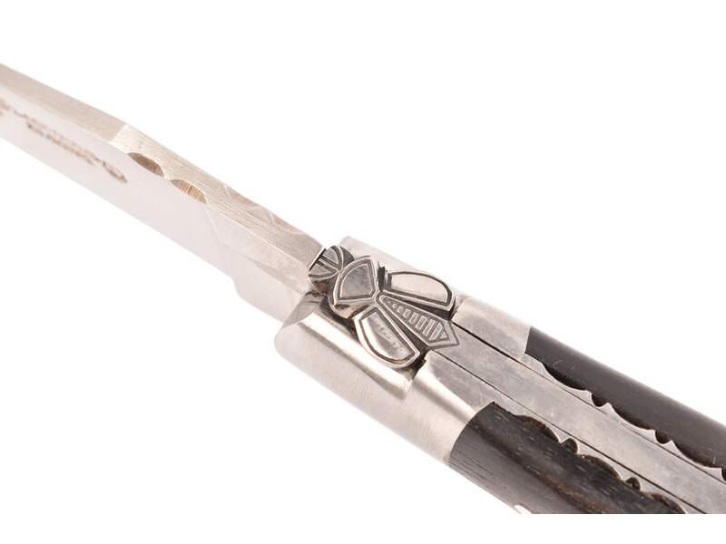 Laguiole en Aubrac 12cm ebben - guêpe - platines guillochées - mat