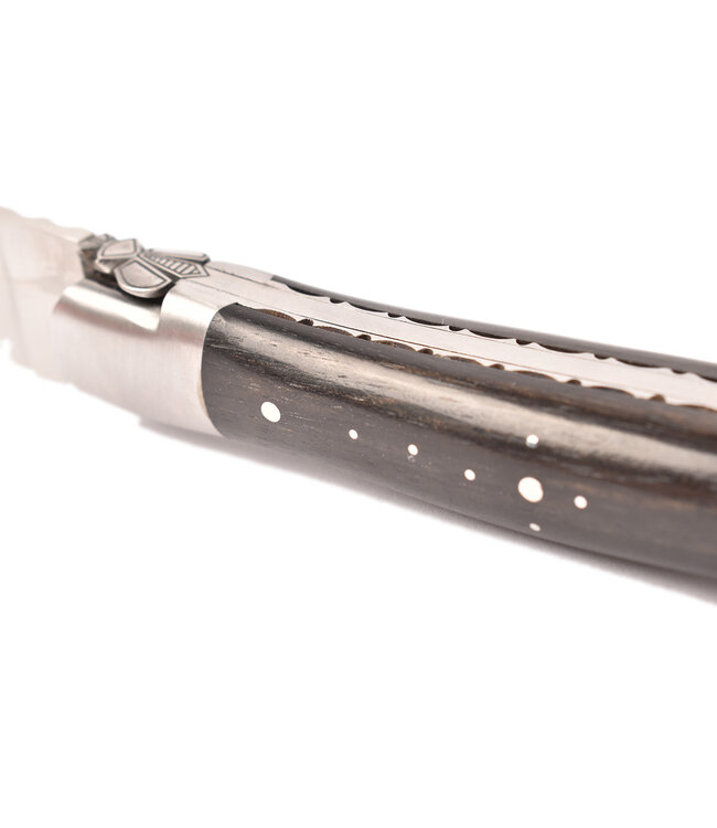 Laguiole en Aubrac 12cm ebben - guêpe - platines guillochées - mat